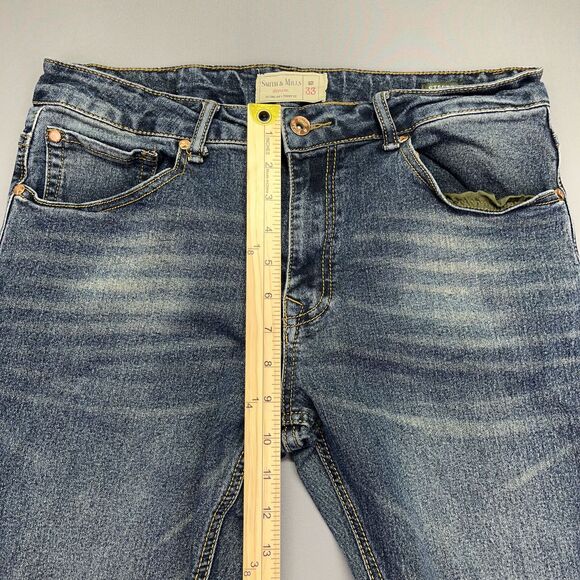 Smith and Mills Jeans Blue Denim Stretch Mens Size 33 Tailored Low Rise - Picture 4 of 14